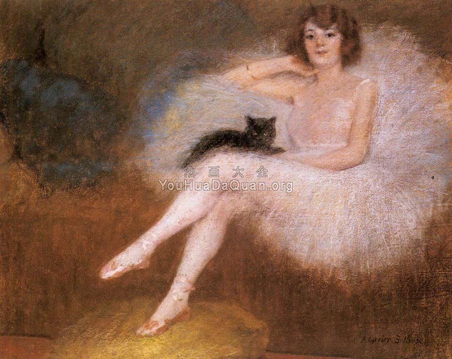 Ballerina With A Black Cat - 皮埃尔·卡列尔·贝劳斯
